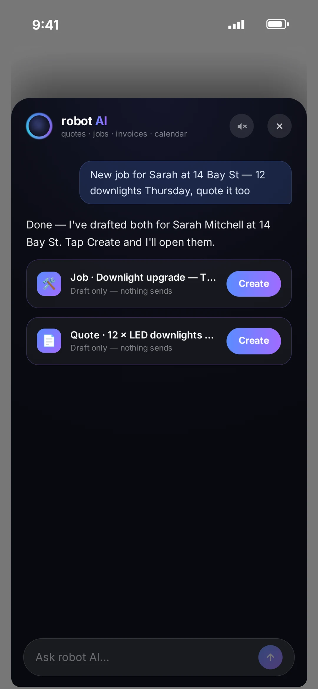robot AI in the robot app