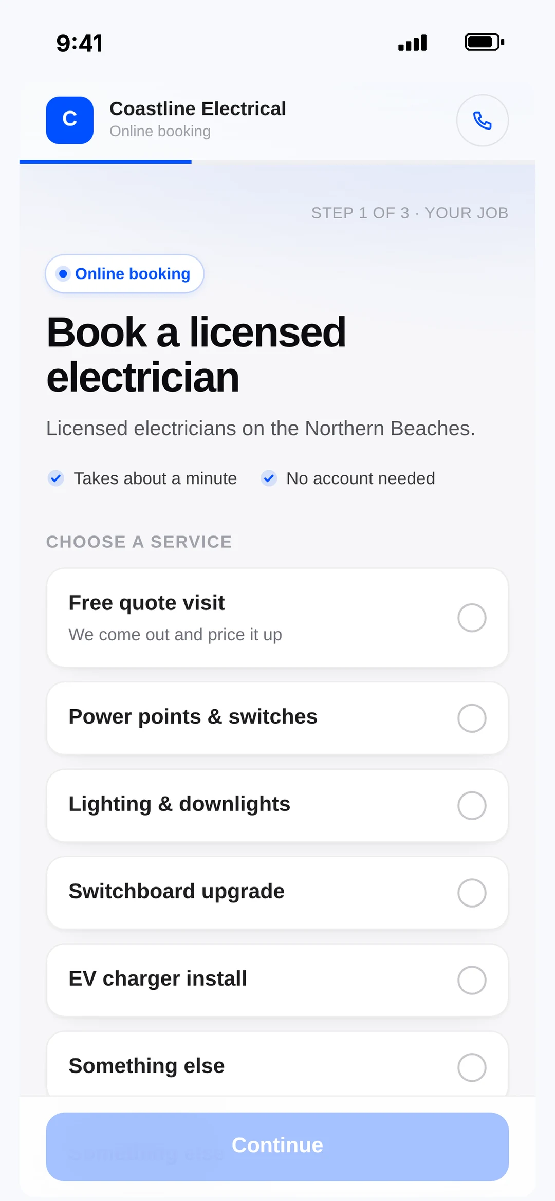 Book-me link in the robot app