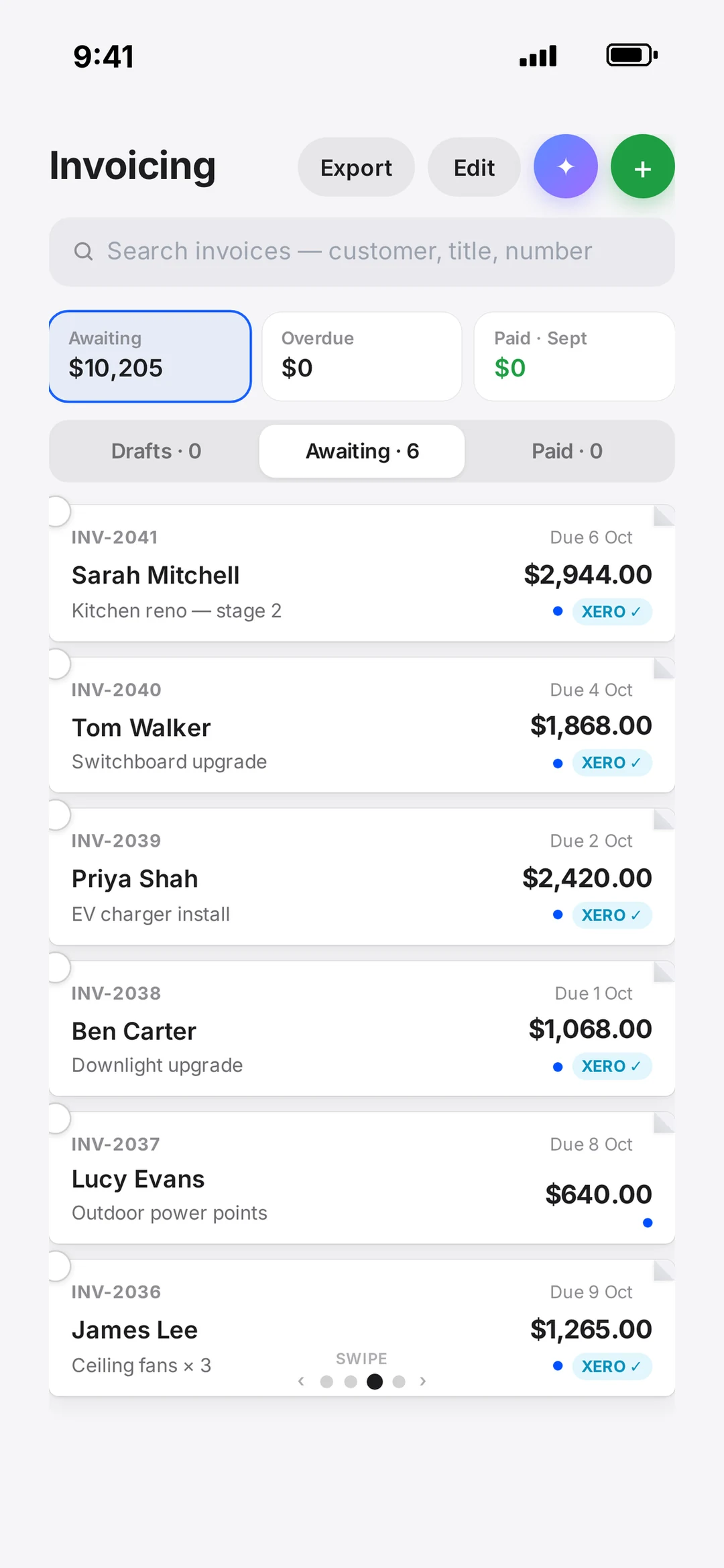 Invoices + Xero in the robot app